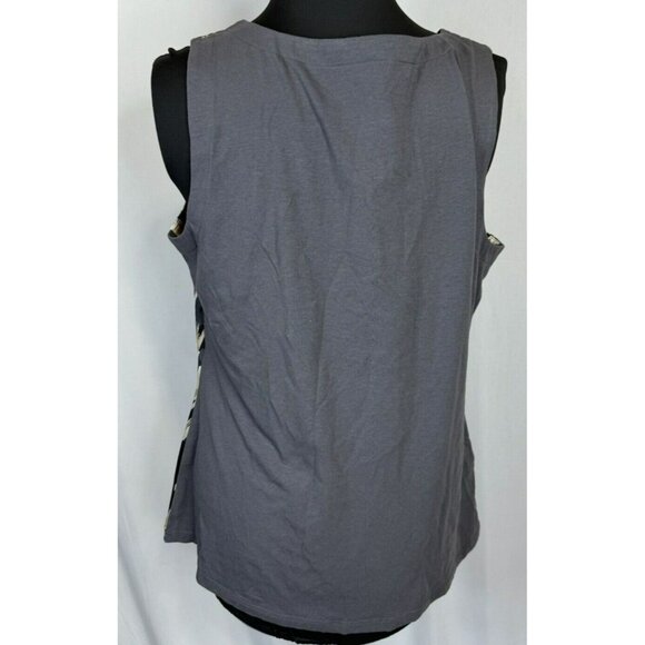 NWT Ann Taylor Shirt Top Shell Large L Cream Black Beige Tan Abstract Print - Picture 4 of 9